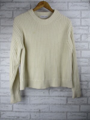 Cream Oversized Ribbed Jumper Replay Womens Crew Neck Oversized - Main Image