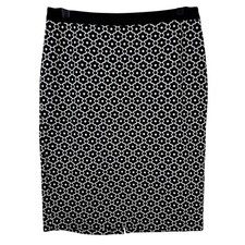 Talbots Floral Black Cream Preppy Pencil Skirt Careerwear Professional Midi Sz 8