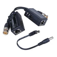 BNC to RJ45 Converter Passive Video Audio Balun with Power Connector via Cat5