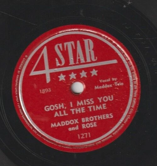 MADDOX BROTHERS and ROSE - Time Nor Tide/Gosh' I Miss You All the Time 78rpm Foto 3 de 4