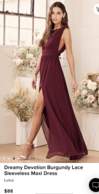 Lulus Dreamy Devotion Burgundy Lace Sleeveless Maxi Dress, Size