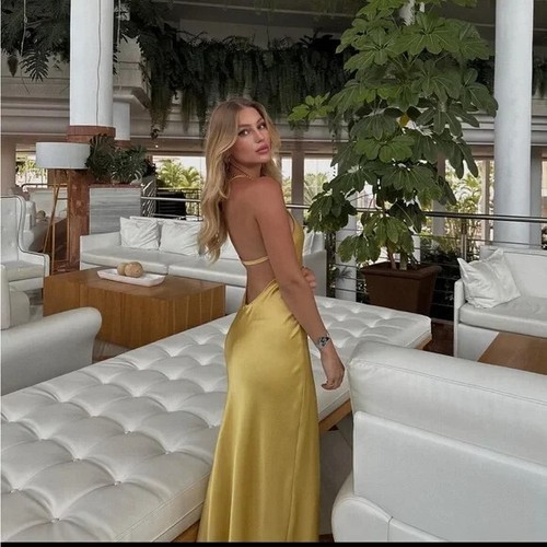 Zara Special Collection Medium size mustard gold backless summer dress Leng - Bild 3 von 8