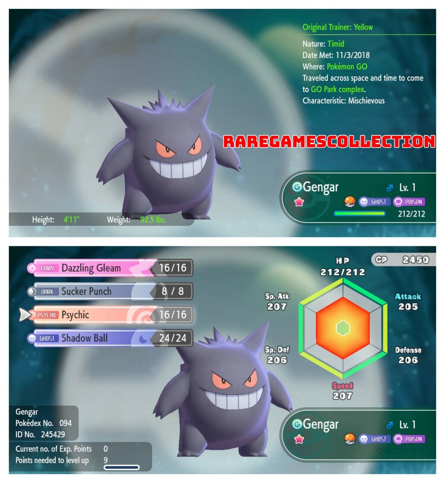 Pokemon Let's GO Shiny 6 IV Alakazam, Gengar & Dragonite [Fast Delivery]