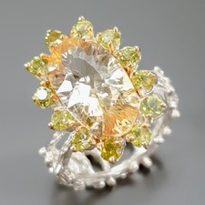 Unique ring 10 ct Natural Citrine Ring 925 Sterling Silver Size 7 /R436560