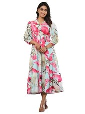 Leriya Fashion Women s Floral High-Low Maxi Dress V-Neck A-Line Fit 3/4 S...