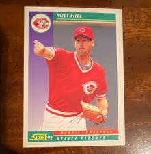 Score 1992 Milt Hill #820 Cincinnati Reds MLB Baseball Card Rookie Base Set. rookie card picture