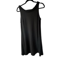 J Crew Sz M Black Casual, Comfy, Go To Sundress. Ruffle Trim Around Scoop Neck