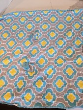 Baby Carseat Canopy Blue Yellow Geometric Minky Dot Infant Car Seat Cover EUC