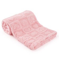 Plush Soft with Heart Checkered Baby Blanket,Fleece Infant Baby, Light Pink