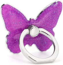 Cell Phone Ring Holder Butterfly Finger Ring Grip Stand 360° Rotation 180° Flip 