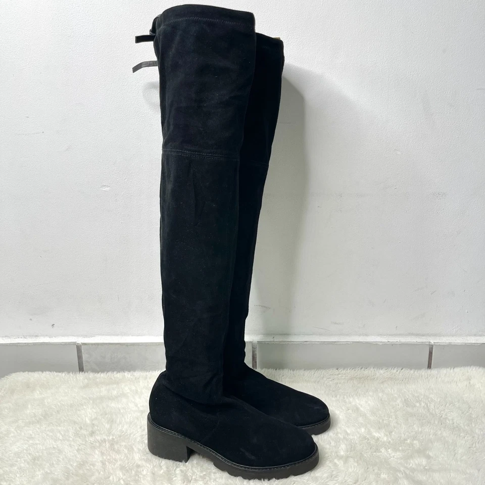 Stuart Weitzman Para Mujer Negro Gamuza Hasta la Rodilla Botas Zapatos Talla 6.5M Foto 2 de 4