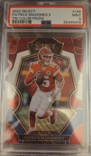 2022 Panini Select - Premier Level Patrick Mahomes Tri-Color Prizm 110/199 PSA 9