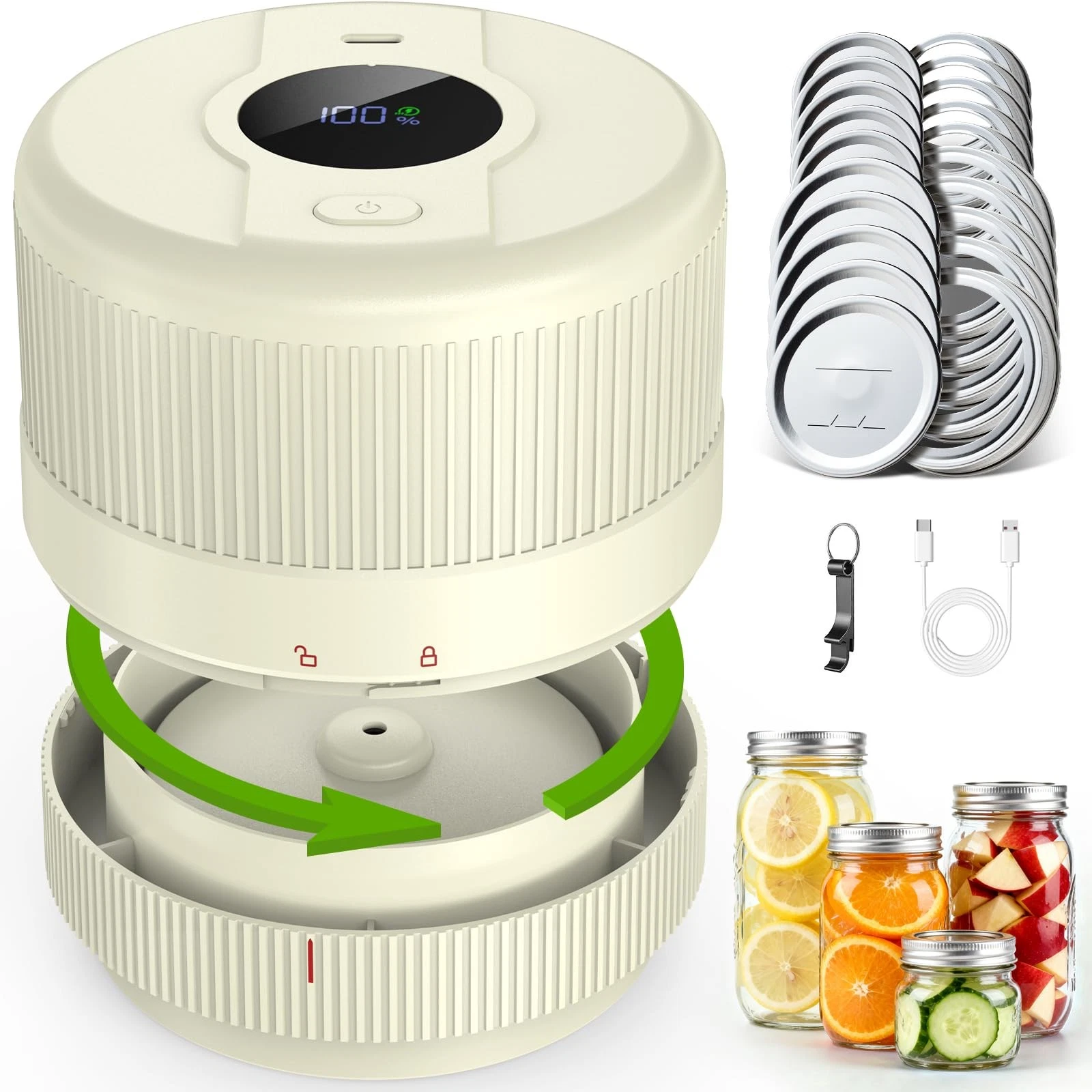 Mason Jar Vacuum Sealer Kit, Electric Sealer for Wide and Regular Mouth Mason...