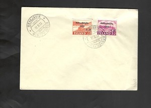 ICELAND-COVER-1953 ISSUE-OVER PRINTS-SEMIS-BOBS-CANCELS-F-#45