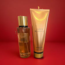 Victoria's Secret Amber Romance Fragrance Mist Spray  Body Lotion Set Women