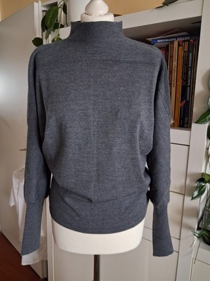ELEGANCE  reine Schurwolle Pullover  Grau Gr.38 NEU
