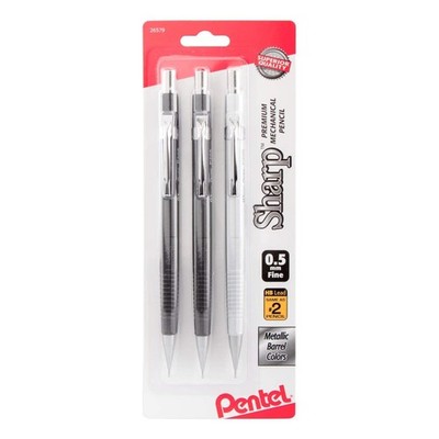 Pentel Sharp Mechanical Pencil, (0.5mm), Metallic Barrels, Assorted Colors (2N/Z