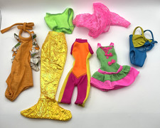 Vintage Barbie Lots of Neon Clothes Lot 7 Pieces 80s 90s Fashions/Mermaid