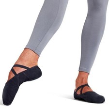 Capezio Mens Black Canvas Romeo Flats Stretch Strappy Ballet Shoe Size 10.5