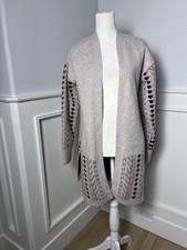 Womens Frye Open Front Knit Maroon Print Cardigan Size S