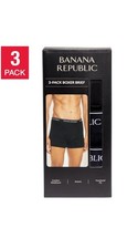 Banana Republic Men's Comfort Waistband Stretch 3-Pack Boxer Brief, Black, L