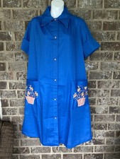 Vtg Models Coat Mod Embroidered Duster Boho House Dress Robe Rockabilly Size M