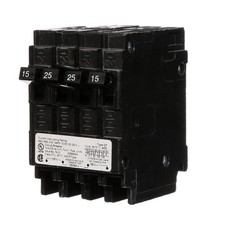 Siemens 25 Amp Double-Pole and (2) 15 Amp Single-Pole Type QT Triplex Circuit