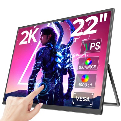 22'' 2K Portable Monitor 2560x1440 Touchscreen Monitor HDMI Monitor PC Screen