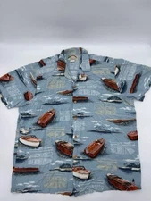Vintage Paradise Found Hawaiian Shirt Boats Boating Mens 2XL 100% Rayon