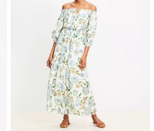 Loft Petite Floral Off The Shoulder Maxi Dress Size 12p