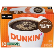 Dunkin Original Blend Medium Roast Coffee, 10 K-Cup Pods for Keurig