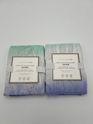 Pottery Barn Teen Sham Standard Surf Dip Dye Ruched Decorative