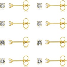 10 Pairs Small Stud Earrings for Women Precision-Cut Cubic Zirconia Earrings for