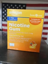 Amazon Basic Care Coated Nicotine Polacrilex Gum, 2 mg FRUIT 160 pc Exp 10/26