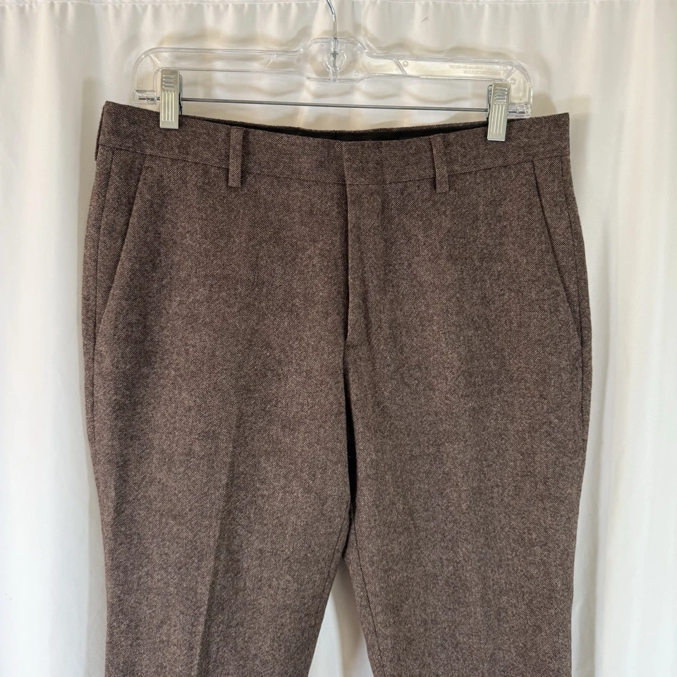 J. Pantalones para hombre Crew Thompson mezcla de lana 31x30 marrón bolsillos delanteros planos Foto 2 de 4