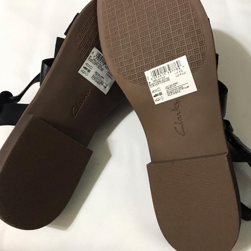 Clarks Collection Women's Black Leather Strap Sandals Size 6.5 - Picture 4 of 8
