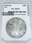 1994  American Silver Eagle BLAST WHITE GEM MS SEVENTY #GS-069-4