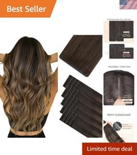Invisible Tape-in Extensions - 20pcs Balayage Dark Chestnut Brown Human Hair