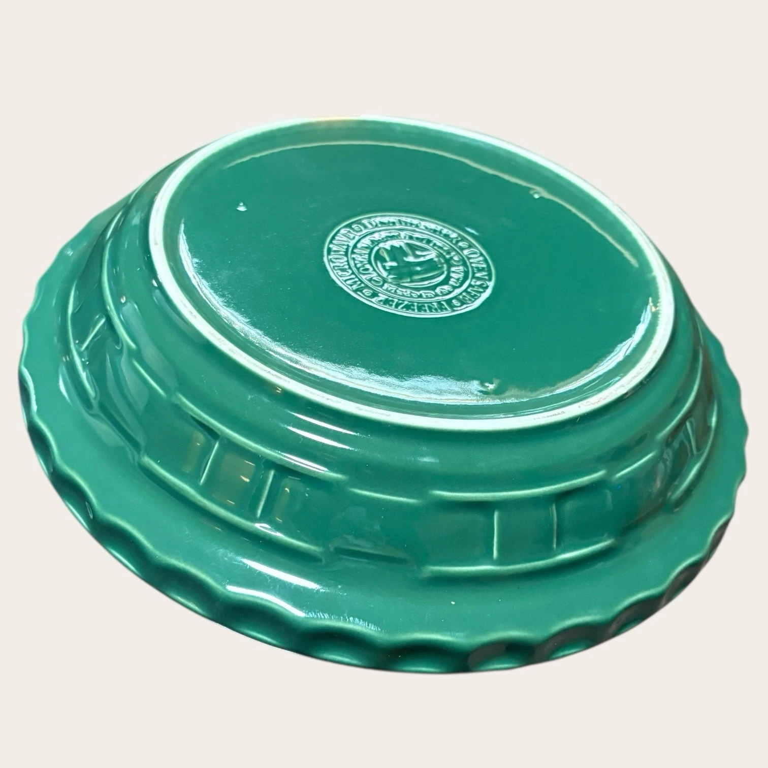 Longaberger Grandma Bonnie’s Pie Plate Ivy Green Woven Traditions 10.25” - EUC