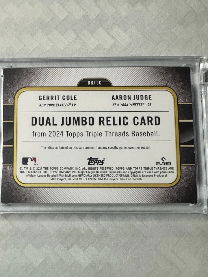 /9-2024 Topps Triple Hilos Béisbol Juez/Cole Doble Jumbo Reliquias Foto 3 de 3