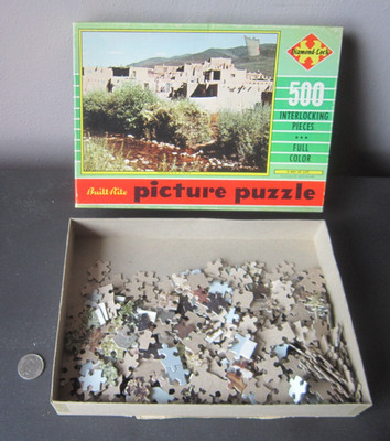 Vintage Built-Rite TAOS PUEBLO PICTURE PUZZLE 500 pieces Full color New Mexico