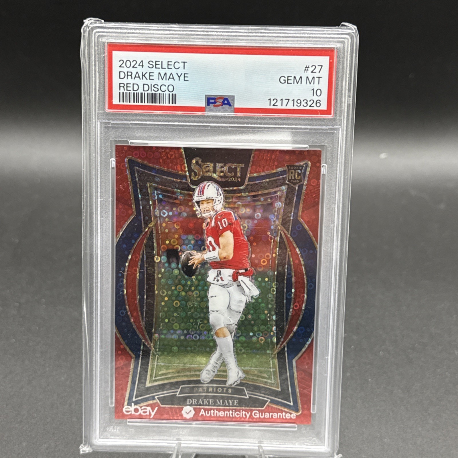 2024 Panini Select - Concourse Drake Maye #27 Red Disco Prizm /49 (RC)