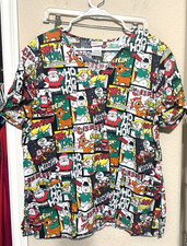 Women's Rudolph Scrub Top XL Cartoon Christmas Hermey the dentist Santa Frosty