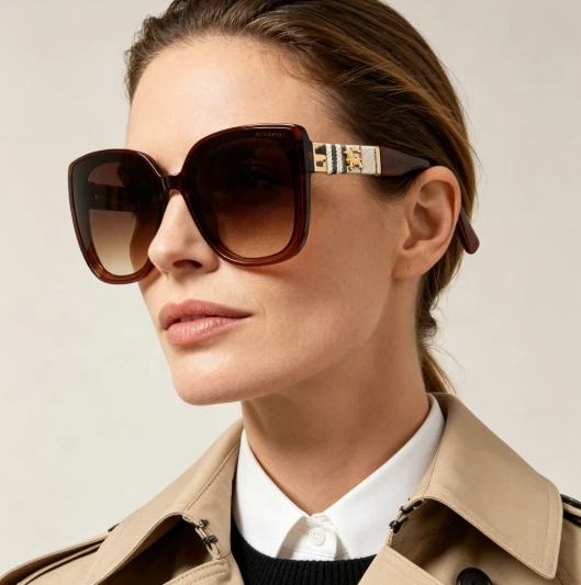 Burberry Sunglasses Kitty 130 Classic Brown Check Plaid Burberry cat eye sunglasses gold and plaid wayfarer style shades main image 3