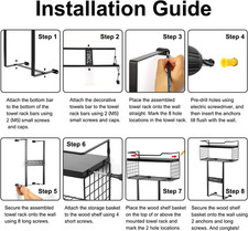 Wall Mounted Towel Rack for Bathroom - Bath Storage Holder Set above Toilet, ...
