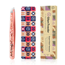 Expert Slant Tip Tweezers with Leather Case, Sharp Precision Stainless Steel