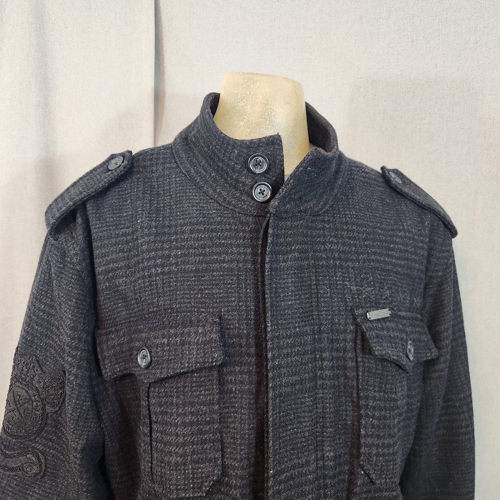 Marc Ecko Black Gray Check Wool BlendShell Insula… - image 3