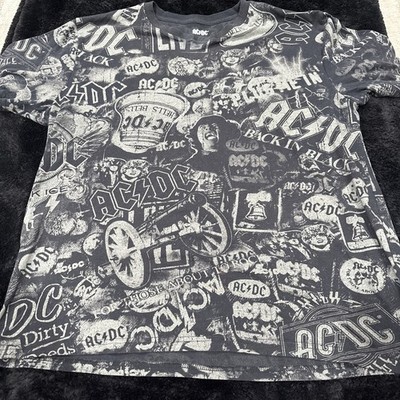 ACDC All Over Print T Shirt AC/DC Hells Bells Back In Black Size XL