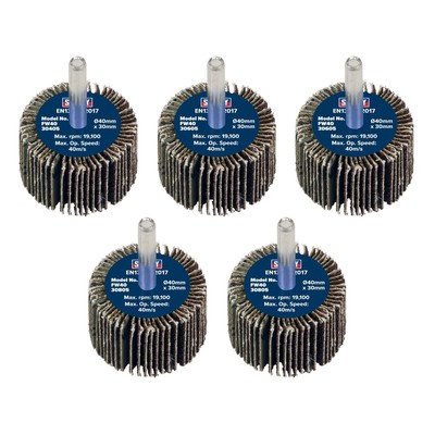Sealey Klappe Rad � 40 x 30mm�6mm Schaft Verschiedene Körnung - Packung 5