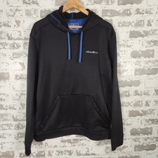 Eddie Bauer Outdoor Hoodie Mens Large Black Blue Free Heat Pullover Activewear